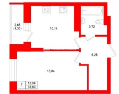 1-комн. кв. 33.6 м² 2/18 этаж