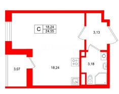 Студия 24.55 м² 2/5 этаж
