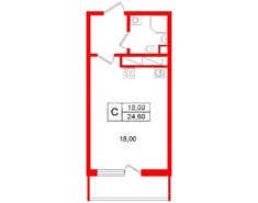 Студия 24.6 м² 13/25 этаж