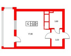 Студия 24.6 м² 20/25 этаж