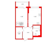 1-комн. кв. 38.3 м² 21/24 этаж