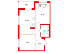 2-комн. кв. 49.3 м² 8/15 этаж