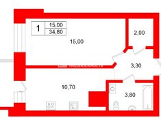 1-комн. кв. 34.8 м² 15/24 этаж