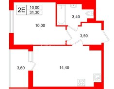 1-комн. кв. 31.3 м² 4/12 этаж