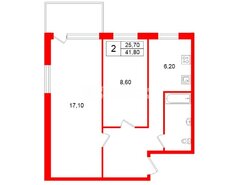 2-комн. кв. 41.8 м² 2/5 этаж