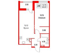 1-комн. кв. 45.2 м² 12/18 этаж
