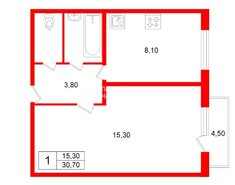1-комн. кв. 30.7 м² 5/9 этаж