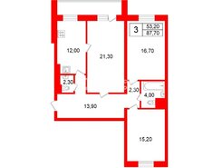 3-комн. кв. 87.7 м² 4/13 этаж