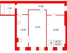2-комн. кв. 84.2 м² 4/5 этаж