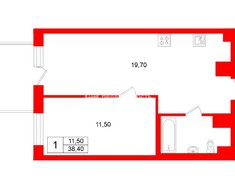 1-комн. кв. 38.4 м² 12/17 этаж
