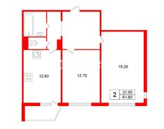 2-комн. кв. 61.8 м² 12/16 этаж