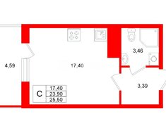 Студия 23.9 м² 7/9 этаж