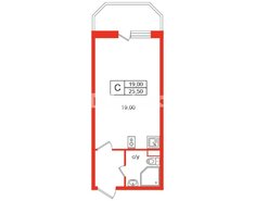 Студия 25.5 м² 10/22 этаж