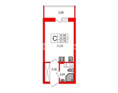 Студия 20.4 м² 10/17 этаж