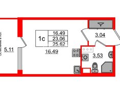 Студия 25.62 м² 10/14 этаж