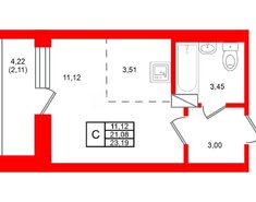 Студия 23 м² 5/12 этаж