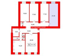 Комната 21 м² в 5-комн. кв. 2/6 этаж