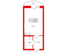 Студия 24.9 м² 9/24 этаж