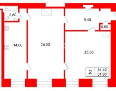 2-комн. кв. 81.8 м² 4/4 этаж