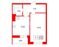 1-комн. кв. 37.4 м² 6/8 этаж