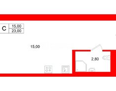 Студия 23 м² 4/12 этаж