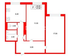 2-комн. кв. 47 м² 7/12 этаж