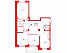 3-комн. кв. 86.7 м² 18/25 этаж