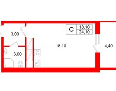 Студия 24.1 м² 12/20 этаж