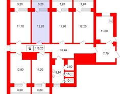 Комната 12.2 м² в 6-комн. кв. 9/15 этаж