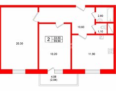 2-комн. кв. 59.9 м² 4/14 этаж