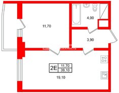 1-комн. кв. 39.1 м² 9/26 этаж