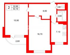 2-комн. кв. 52.1 м² 4/12 этаж