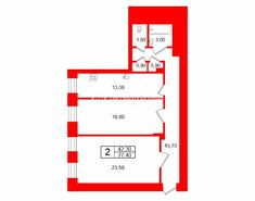 2-комн. кв. 77.4 м² 1/5 этаж