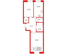 2-комн. кв. 62.4 м² 1/14 этаж