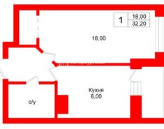 1-комн. кв. 32.2 м² 4/17 этаж