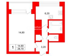 1-комн. кв. 27.6 м² 15/15 этаж