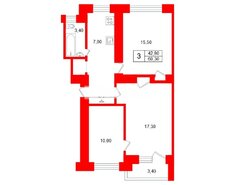 3-комн. кв. 60.3 м² 5/7 этаж