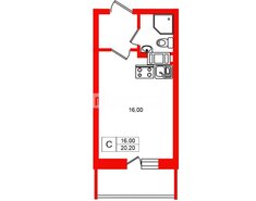 Студия 20.2 м² 18/20 этаж