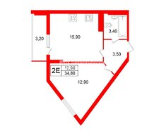 1-комн. кв. 34.8 м² 9/26 этаж