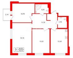 3-комн. кв. 76.7 м² 25/25 этаж