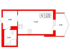 Студия 25.7 м² 5/16 этаж