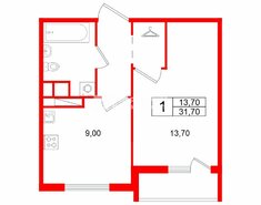 1-комн. кв. 31.7 м² 22/25 этаж