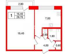 1-комн. кв. 29.7 м² 5/5 этаж