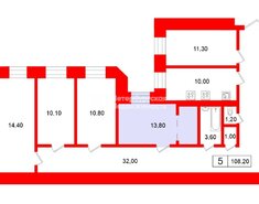 Комната 13.8 м² в 5-комн. кв. 1/6 этаж
