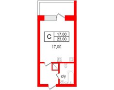 Студия 23 м² 9/20 этаж