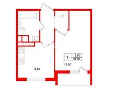 1-комн. кв. 31.9 м² 3/23 этаж