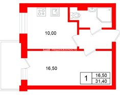 1-комн. кв. 31.4 м² 1/12 этаж