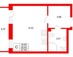 Студия 26.4 м² 23/24 этаж