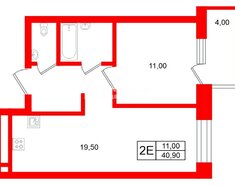 1-комн. кв. 40.9 м² 12/21 этаж