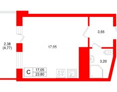 Студия 23.8 м² 4/24 этаж